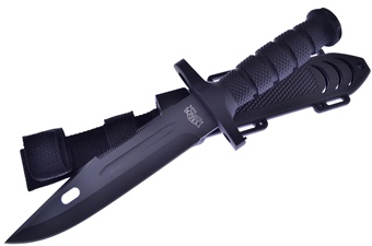 12.5" Black Rubberized Composite Bowie w/Sheath