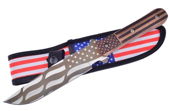 11" American Flag Pakkawood Bowie w/Sheath