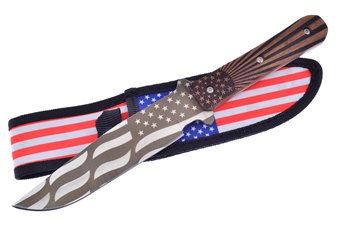 11" American Flag Pakkawood Bowie w/Sheath
