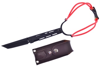 6" Black Stainless Steel Sling Shot w/Knife