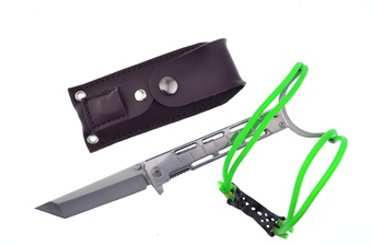 6" Stainless Steel Frm Green Rubberized Shot w/Knife