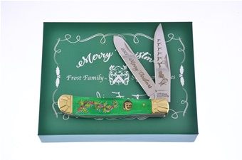 4.25"Dark Green Smoothbone Jim Christmas Knife