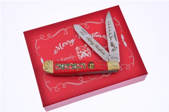 4.25"Dark Red Smoothbone Jim Christmas Knife