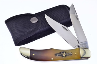 5.25" German Bull Ox Horn D2 Folding Hunter Sheath