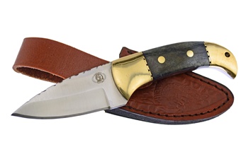 6" Black Bone Bowie w/Leather Sheath