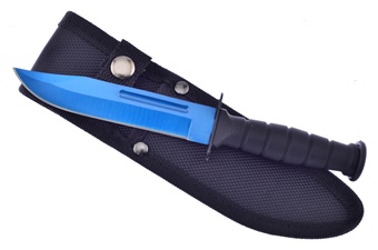 7.5"Rubberized Blue Titanium Survival Knife