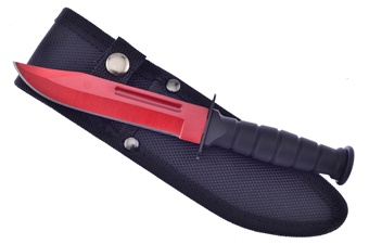 7.5" Rubberized Red Titanium Survival Knife