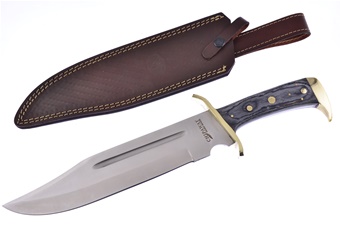 16" Black Pakkawood Bowie w/Sheath