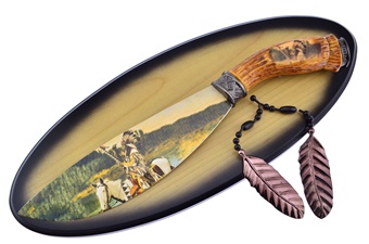 12.25" Indian Display Knife w/Plaque