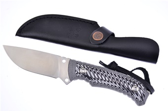 9") Black & White G10 Leather Sheath