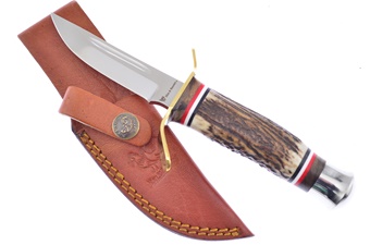 7.25" Deer Stag Stainless Steel Leather Sheath