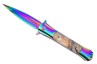 5"California Gold Stiletto w/Rainbow Titanium Bolsters