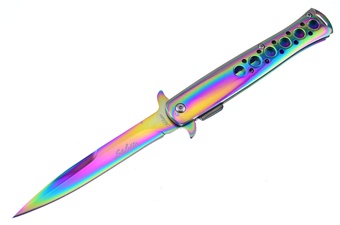 5" Rainbow Titanium Italian Stiletto