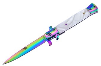 5" Cracked Ice Resin Rainbow Titanium Stiletto