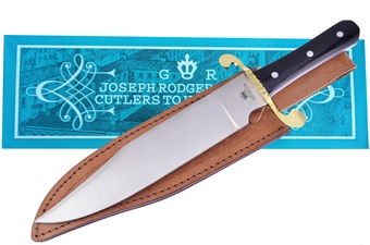 15" Buff Horn Bowie w/Leather Sheath