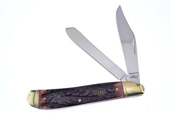 4.75" Brown Molasses Jigged Bone Dogleg Trapper