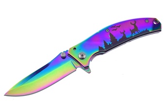 4.25" Deer Rainbow Titanium Folder