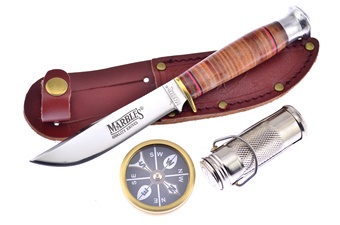 7.5" Stacked Leather Bowie w/Sheath