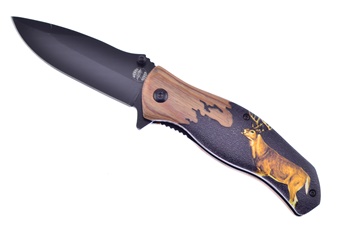 4.5" Deer Pakkawood Assisted w/Black Stainless Steel Blade