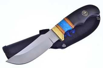 8" Black Pakkawood/Turquoise Skinner w/Sheath