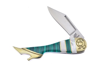 3.25" Green Turquoise/Mother Of Pearl Leg Knife