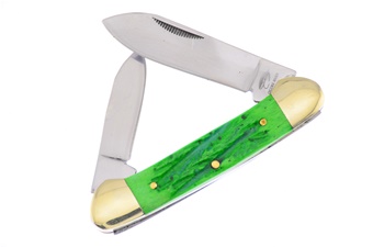 3.5" Green Pick Bone Canoe 440 Stainless Steel