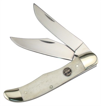 5.25" White Smoothbone Folding Hunter w/Sheath