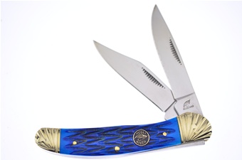3.75" Blue Jigged Bone Folding Hunter