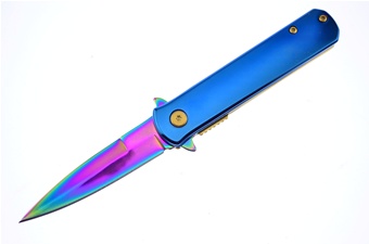 4" Blue Titanium Snapshot w/Rainbow Blade
