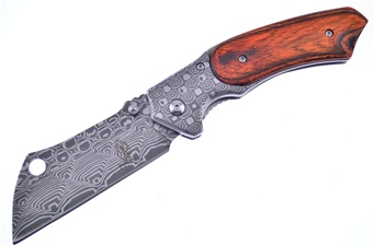 4.625" Wood/Faux Damascus Snapshot Tactical