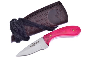 4.375" Red Smoothbone Neck Knife