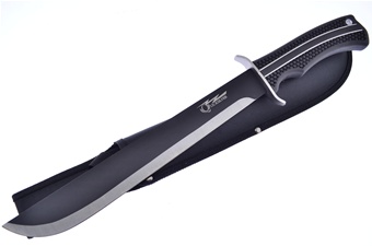 18" Black Rubberized Machete w/Sheath