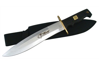 15" Black Rubberized Bowie w/Sheath