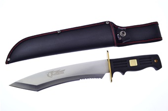 15" Black Rubber Stainless Steel Blade w/ Sheath