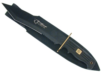 15" Black Rubberized Bowie w/Sheath