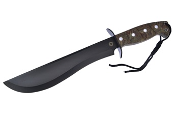 15" Cattail Camo Rubberized Bowie w/Sheath
