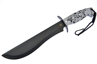15" White Skull Camo Bowie w/Sheath