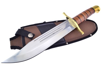 15.25"Stacked Leather Combat Bowie