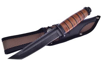 10.25" Stacked Leather Tanto Blade