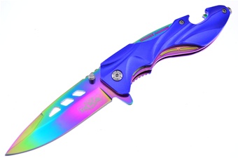 4.5" Blue Aluminum Snapshot w/Rainbow Blade