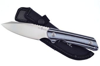 9" Black/White G10 Full Tang Nylon Sheath