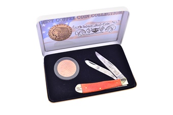 4.25" Orange Smoothbone Indian Head Penny Commemm Trapper