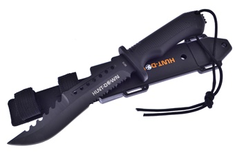 12" Black Composite Camp Knife w/Sheath