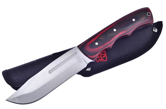 9" Black/Red Pakkawood Bowie w/Sheath