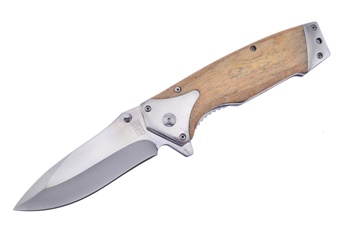 5"Stainless Steel Olive Wood Inlay Assisted Stainless Steel Blade