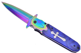 5"Blue Resin Stiletto Rb Titanium.Blade