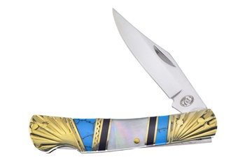 3.5" Blue/Black Turquoise/Mother Of Pearl Barracuda