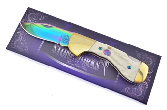 3.75" Wh Jig Bone Rainbow Titanium.Blade