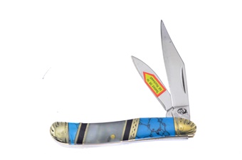 2.875" Mother Of Pearl w/Blue/Black Turquoise Peanut