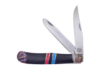 4.25" Black/Red/Blue Turquoise Trapper